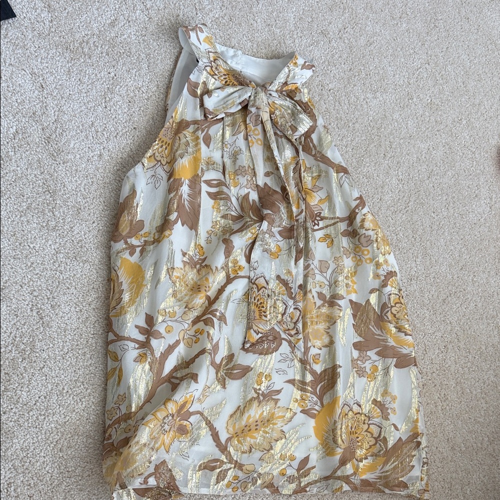 Talbots Floral Blouse - Gold Yellow and Brown - Picture 4 of 7